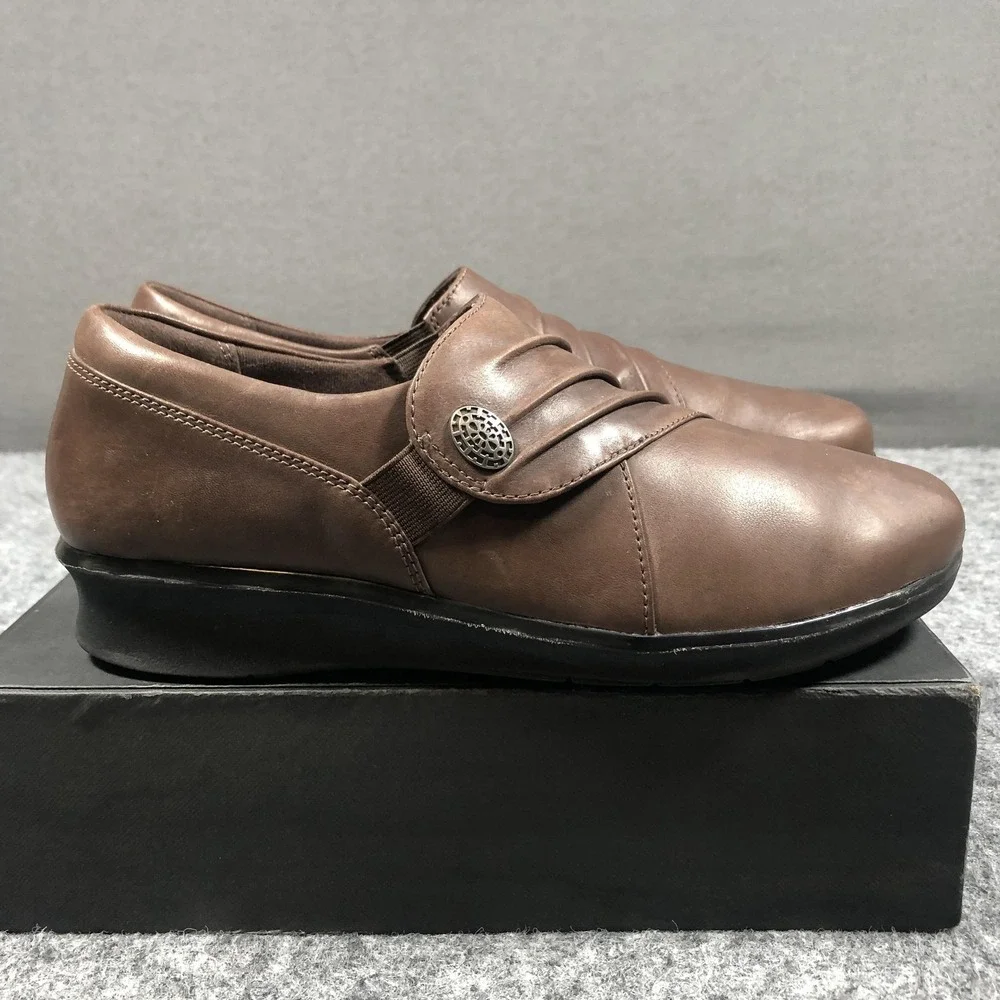 Clarks Collection Shoes Womens Size 7 Brown Leather Slip On Comfort Loafers